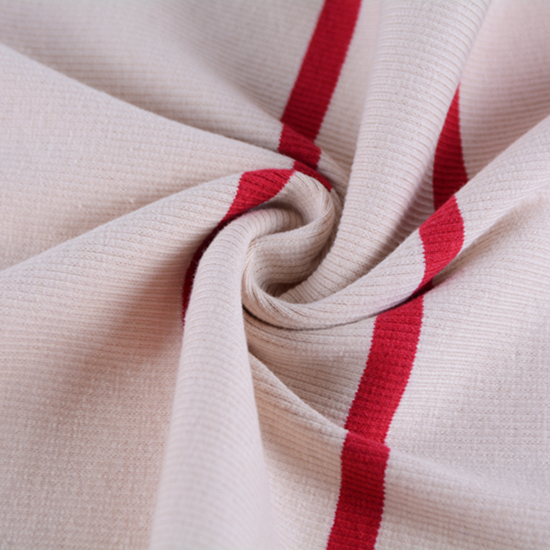 Fio tingido 300 g/m2 de algodão elastano 2×2 malha canelada manguito para manga de vestuário