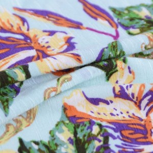 180gsm 94% Rayon 6% Spandex Breathable Slub Printing Jersey Spandex Knit Fabrics mo nga kakahu kotiro