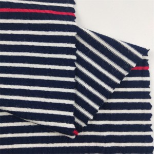 ເສັ້ນດ້າຍ Navy ຍ້ອມຜ້າ 95% Rayon 5% Spandex Single Jersey Knit Fabric For Dresses