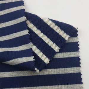 سویٹر کے لیے 320gsm Cvc Hoodie Fabric Cotton Polyester Yarn Dyed Strippe French Terry Fabric