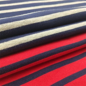 tela teñida hilado de poliéster del algodón de la tela de la sudadera con capucha de 320gsm Cvc tela de Terry francés de la raya para el suéter