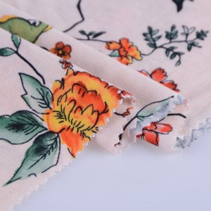 Gran oferta, diseño de cliente Oem/Odm, 100% rayón, tejido de punto único estampado con flores, textil de punto para vestido