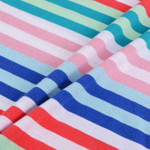 Renkli T Shirt İpliği Boyalı Örme Süprem %100 Pamuk Çizgili Kumaş