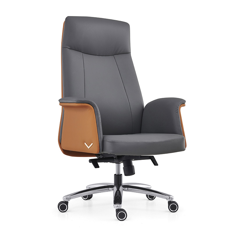 Justerbar kontorstol, moderne computerbordsstol med høj ryg med læderpolstret drejestol