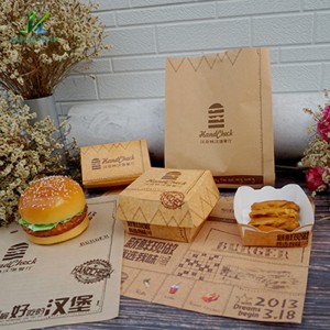 Miljövänlig Fried Chicken Take Away Box Pommes hamburgare Förpackning Take Out Paper Meal Box