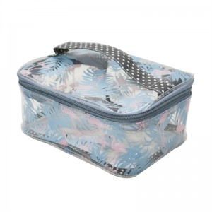 Clear Travel Printed Toiletry Makeup Bags with Zipper and Handle Waterproof Transparent PVC Cosmetic Bag