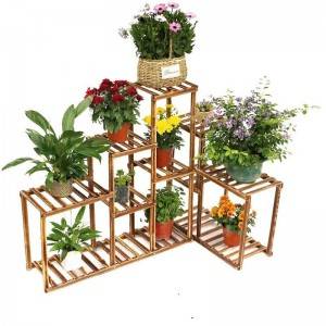 Sosnowy drewniany wyświetlacz narożny 10 wielopoziomowy stojak na rośliny kryty odkryty wielowarstwowy półka w kwiaty półki uchwyt na półkę w ogrodzie balkon