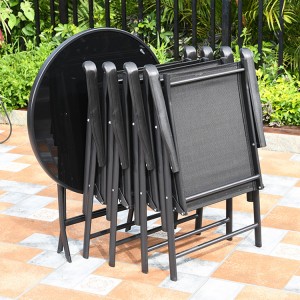 Wholesale Outdoor Cafe Garden Patio Backyard Poolside Teslin Mesh Armchair Folding Chairs mei Armres