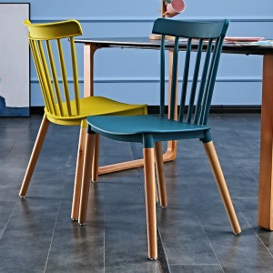 AJ Wholesale Outdoor Event Restaurant Cafe Plastic Windsor Dining Chair e nang le Beech Wood Legs