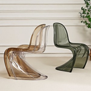 AJ Factory Veleprodaja Vanjski Slagavi akril Ghost Transparent Seat Plastic S-Shape Trpezarijske stolice