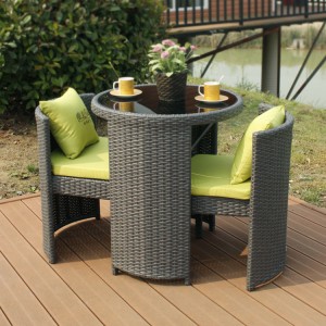 AJ Factory Wholesale Talagsaong Outdoor Garden Coffee Shop Rattan Glass Top Round Dining Table ug Chair Set