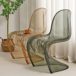 Fabryka AJ Hurtownia Zewnątrz Możliwość układania w stosy Akrylowe przezroczyste siedziska Plastikowe krzesła do jadalni w kształcie litery S