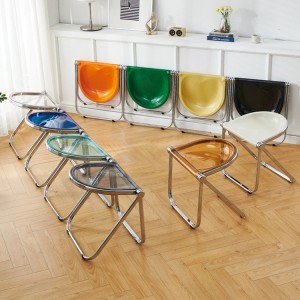 AJ Factory Wholesale Outdoor Garden Hotel Restaurant Cafe Transparent Plastic Acrylic Folding Chair