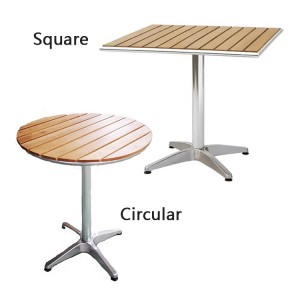 AJ Factory Direct Outdoor Cafe Bar Bistro Garden Square Aluminum Wooden Folding Table