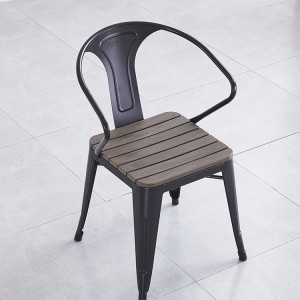 AJ Factory Venda a l'engròs per a l'aire lliure Bistro Bar Pati d'alumini amb seient de teca artificial Cadira de menjador amb braços