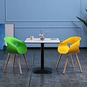 AJ Χονδρική Υπαίθρια Εστιατόριο Cafe Πράσινη Πλαστική Καρέκλα Τραπεζαρίας με κορδέλα με Πόδια από Φυσικό ξύλο