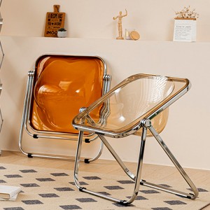 AJ Factory Wholesale Outdoor Garden Hotel Restaurant Cafe Transparent Plastic Acrylic Folding Dining Chair