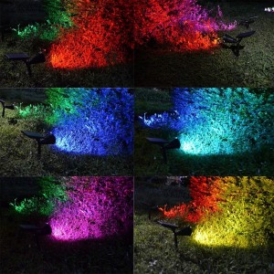Vodotesne zunanje vrtne 7 LED RGB solarne luči, ki spreminjajo barvo