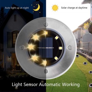 8 LED Solar Garden Luuchten Outdoor Waasserdicht Rasen Luuchten fir Pathway Yard Driveway