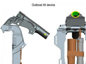 Hydraulic outboat tilt trim device