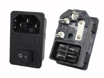 C14 AC захранващ контакт+предпазител+превключвател KLS1-AS-303-4A