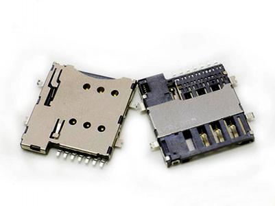 माइक्रो सिम कार्ड कनेक्टर, 6P+1P, PUSH PUSH, H1.85mm, रिवर्स मिड माउंट KLS1-SIM-097