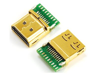 HDMI Isang male PCB board wire solder type + T KLS1-L-008
