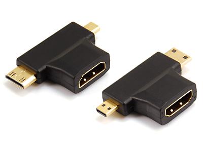 Adapter KLS1-13-P-001 von HDMI-A-Buchse auf HDMI-Mini-Stecker + Micro-Stecker