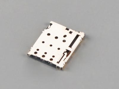 Nano SIM kortelės jungtis, PUSH PUSH, 6 kontaktų, H1,25 mm, su CD kaiščiu KLS1-SIM-103