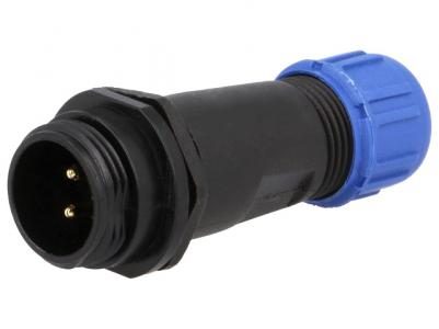 IP68 W13 CONN, Male Plug para sa cable, Solder KLS15-W13B4