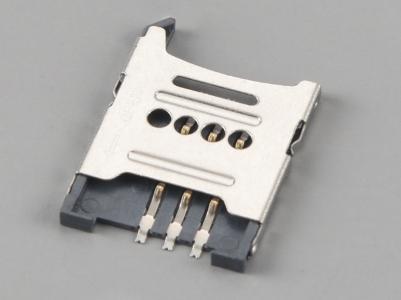 6P SIM Card Connector karazana hinged, H1.8mm KLS1-SIM-018A