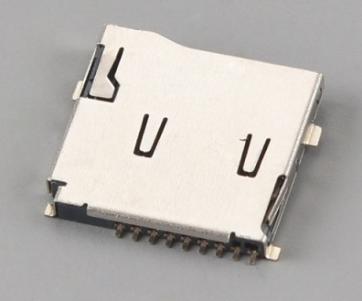 Раз'ём карты Micro SD push push, H1,85 мм, са штыфтам для CD, GOLD KLS1-TF-003C
