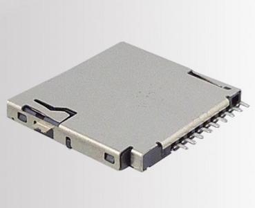Tekan tolak penyambung kad SD Mikro Gunung Tengah, H1.0mm, dengan pin CD KLS1-TF-003A