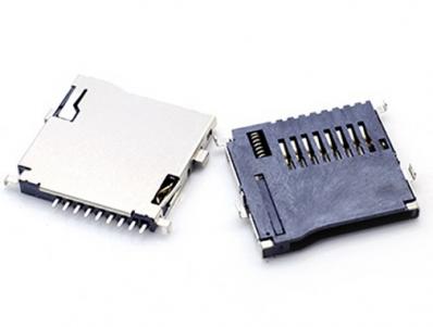 Микро SD карта туташтыргычынын ортосуна орнотулган түртүү түртүү, H1.0mm, CD пин менен чөмүлдүрүүчү KLS1-TF-003E