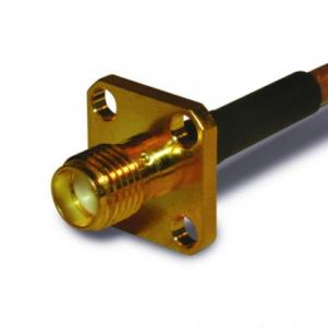 4-håls flänspanelmonterad SMA-kabelkontakt rak (jack, hona, 50Ω) RG-316 KLS1-SMA108