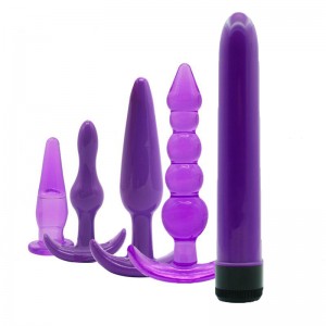 6pcs ຫຼື 7pcs Purple Set Soft TPE Anal Plug Set for Beginner Beads Butt Plugs Dildo