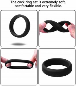 6 anells de pene de silicona de qualitat premium flexibles de mida diferent
