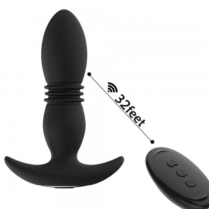 Teleregilo 7 reĝimoj Butt Plug Thrusting Anal Prostate Massagers