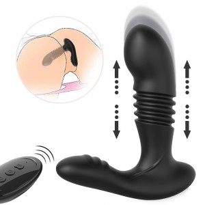 Remote Control 12 Pola Dual Stimulasi Thrusting Anal Plug Prostat Massager