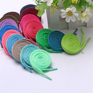 ຂາຍສົ່ງ Custom 29 Colors Fashion Shoe Laces 8 mm wide Polyester Flat Shoelaces