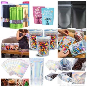 Custom clear compostable/biodegradable ziplock stand up pouchs bag with window for food/snacks/nuts
