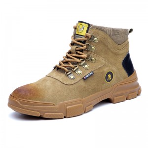 Zapatos de seguridad de trabajo industrial antideslizantes antideslizantes con punta de acero de cuero de alta calidad para hombres