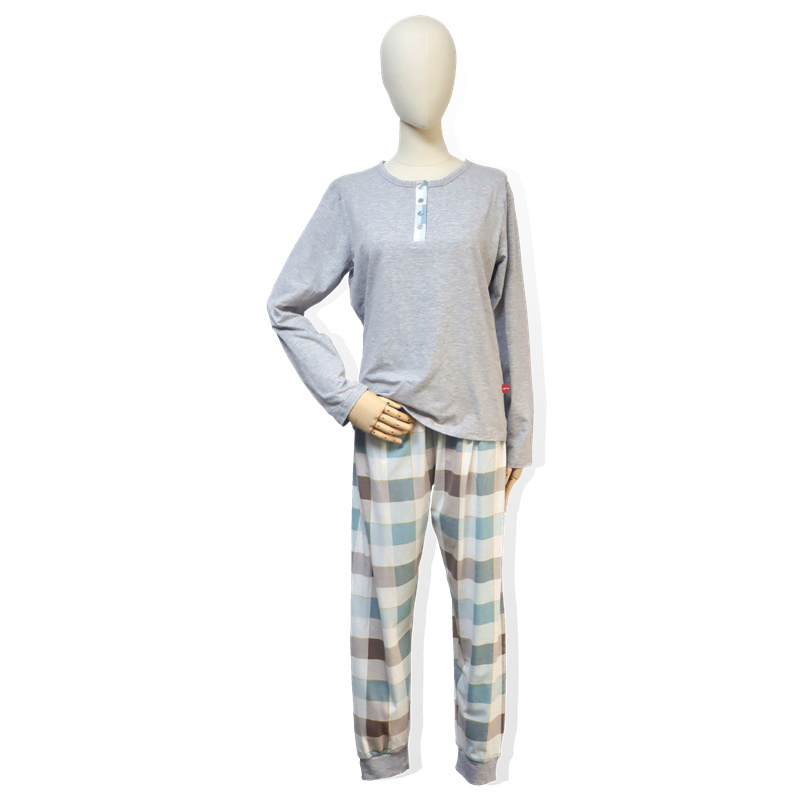 Cotton Women’s Long Sleeved Pajama Grey Featured Image
