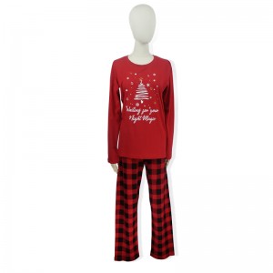 Cotton ladies’ long sleeved Pajama Christmas red check