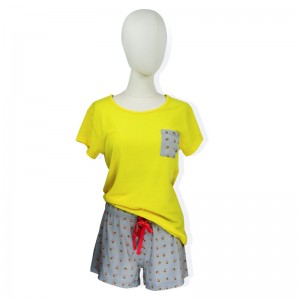 Cotton Women’s Yellow Short Sleeved Summer Pajama