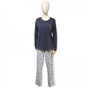 Chinese Professional Tshirt Design - Cotton Women’s Lace Pocket Long Sleeved Pajama – HONGHUA