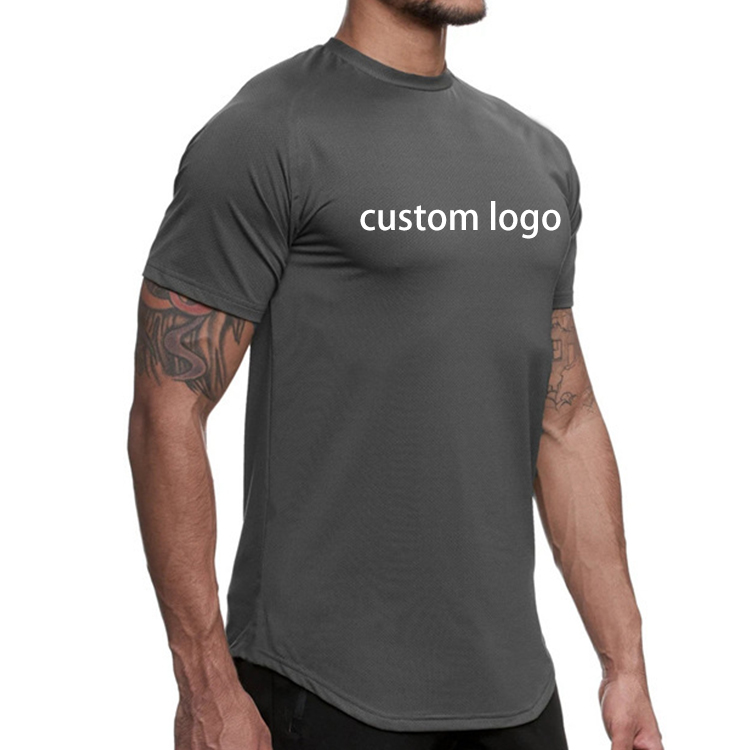 Breathable o neck Sport Wear t-shirts polyester wholesale mens Running Gym Fitness tshirt custom printing logo Featured Image