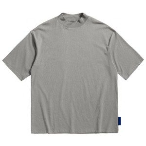 OEM Custom Design 100% Cotton t shirt Men’s Oversized Boxy Fit Mock Neck Tee Shirt