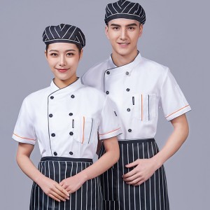 OEM Custom Black Chef Coat Contrast Piping Long Sleeves Logo Jacket Uniform