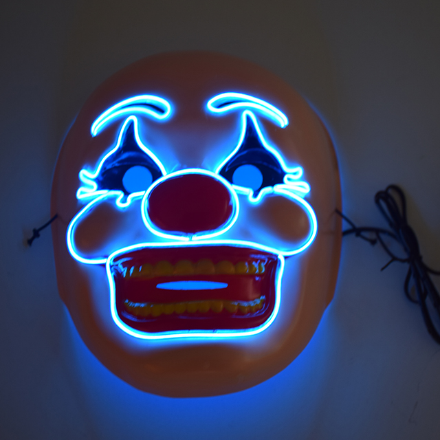 Halloween cosplay LED glow przerażająca linia drutu EL zapala się maski uśmiechu na kostium na imprezy festiwalowe